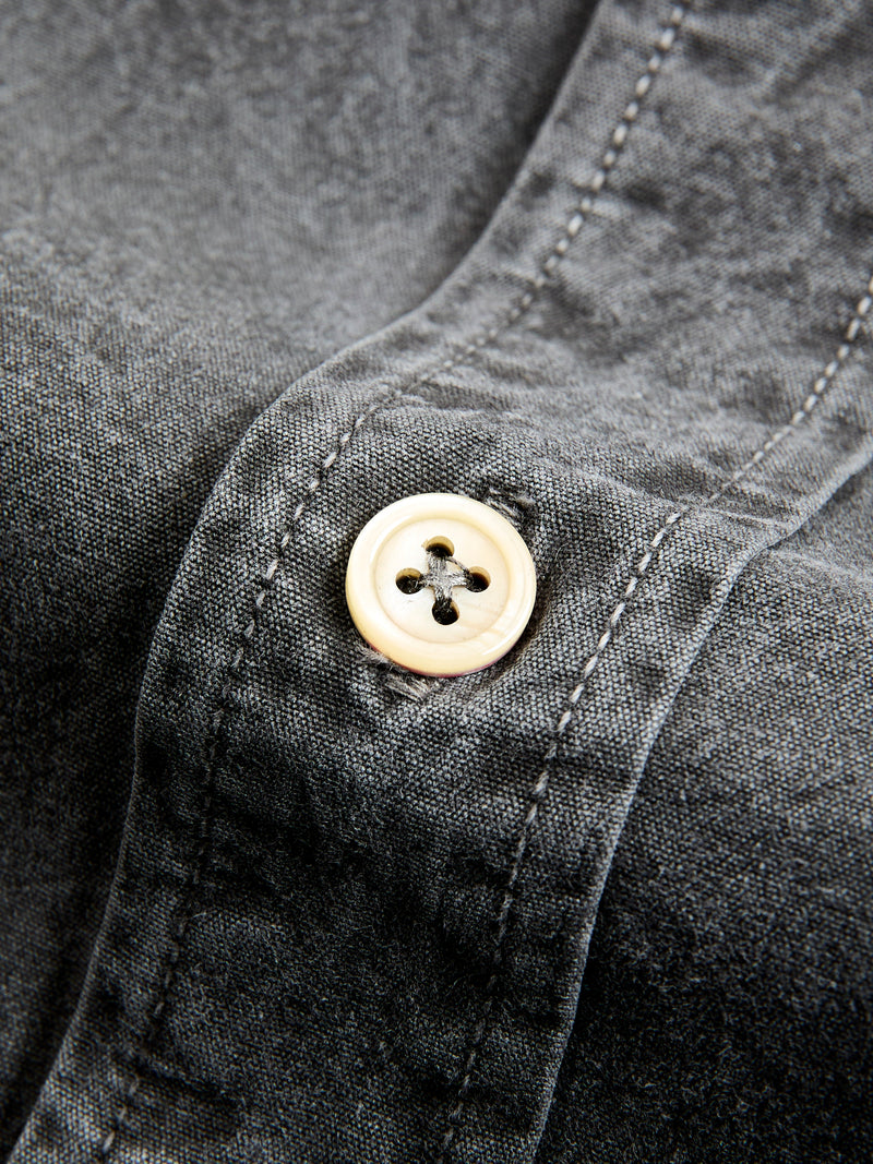 Tassa Canvas Button-Down Shirt in Heather Black