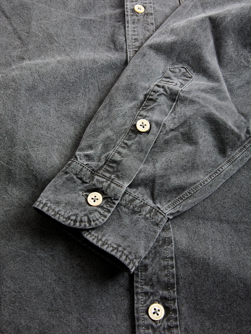 Tassa Canvas Button-Down Shirt in Heather Black