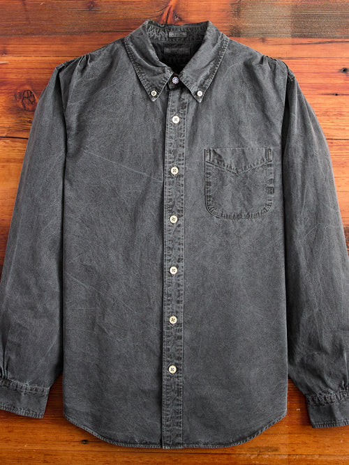 Tassa Canvas Button-Down Shirt in Heather Black