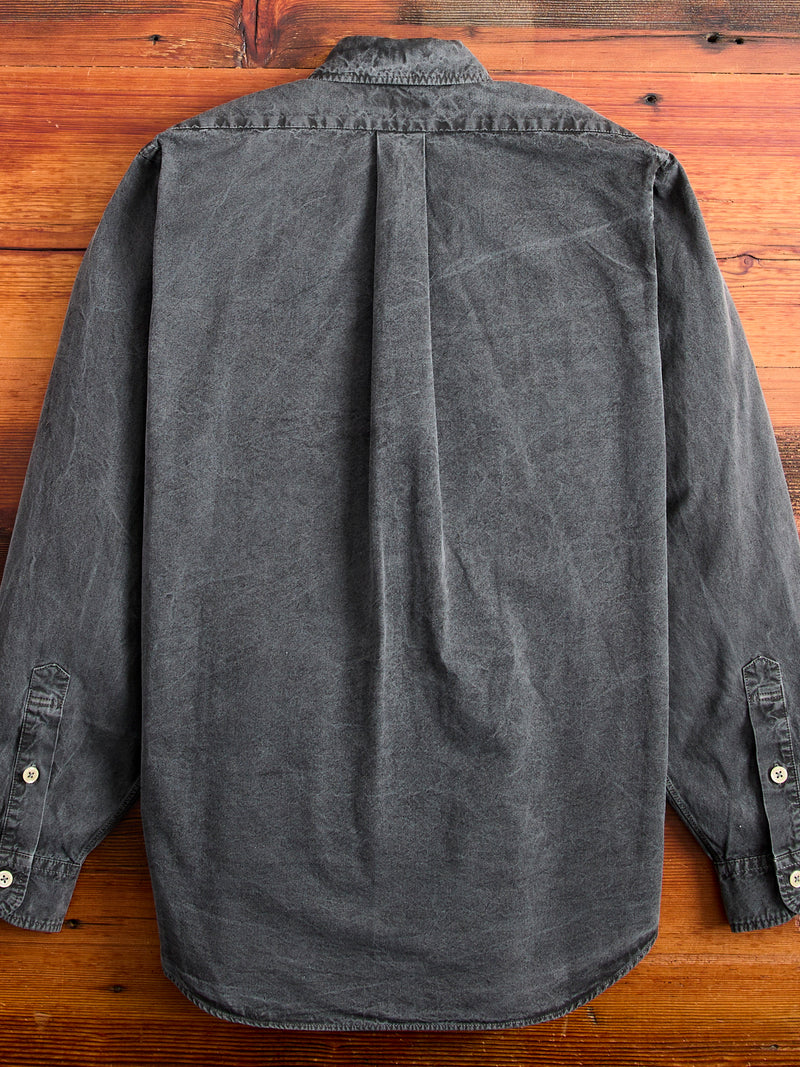 Tassa Canvas Button-Down Shirt in Heather Black