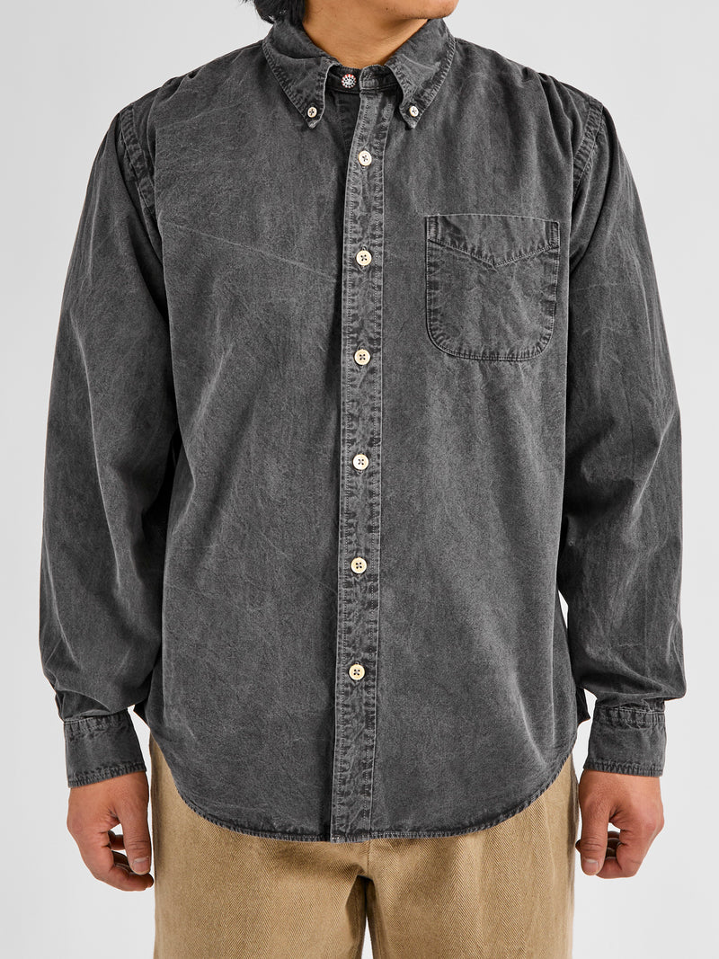 Tassa Canvas Button-Down Shirt in Heather Black