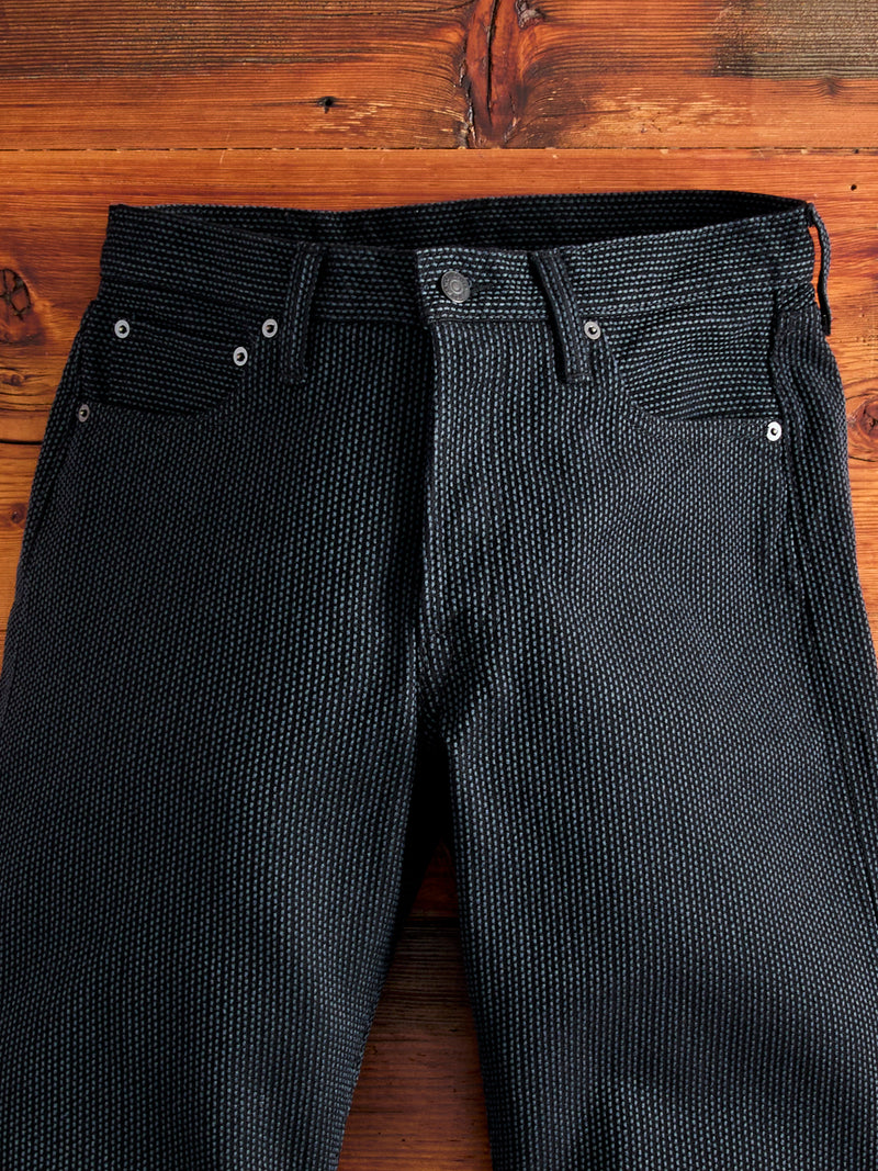 1170-1-BK Grey Black Sashiko Denim - Regular Straight Fit