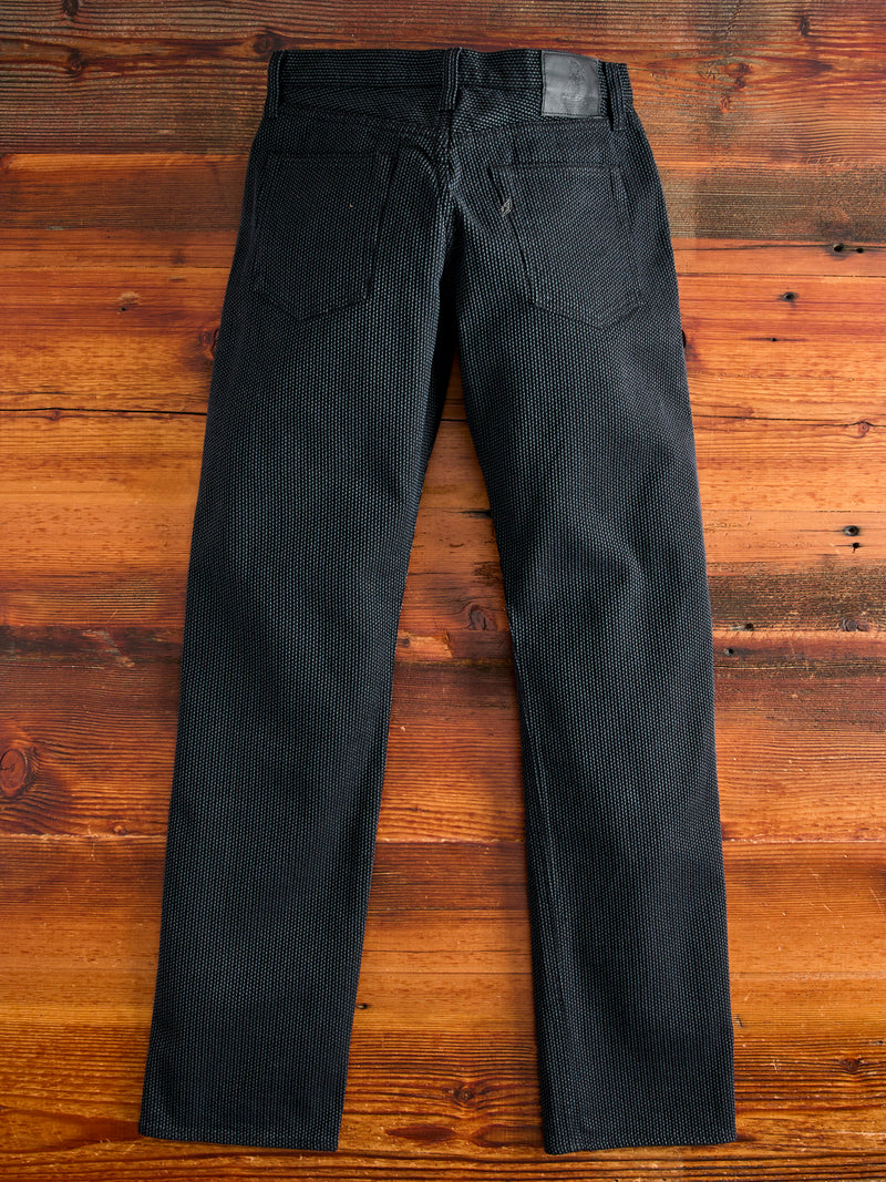 1170-1-BK Grey Black Sashiko Denim - Regular Straight Fit