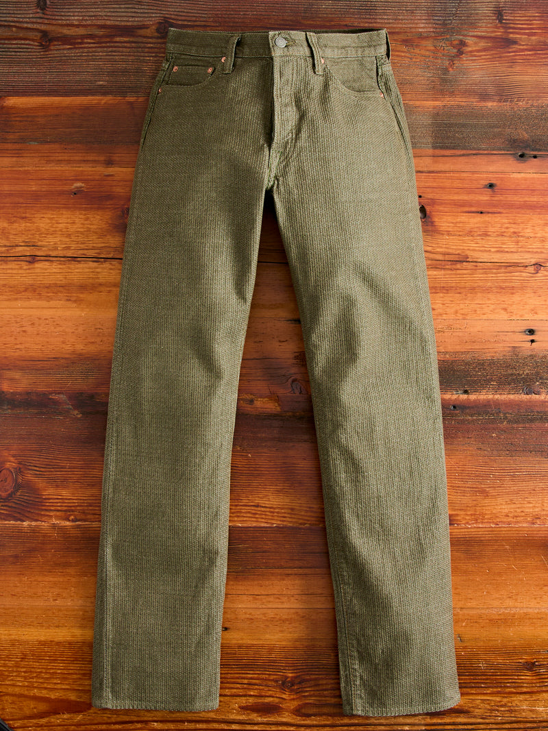 1170-1-OLV Olive Sashiko Denim - Regular Straight Fit