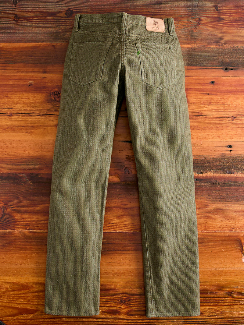 1170-1-OLV Olive Sashiko Denim - Regular Straight Fit