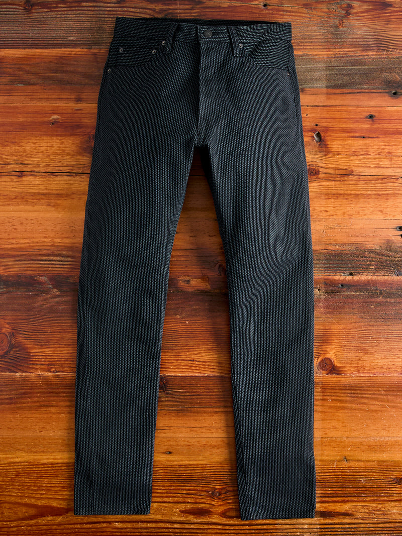 1170-2-BK Grey Black Sashiko Denim - Relaxed Tapered Fit