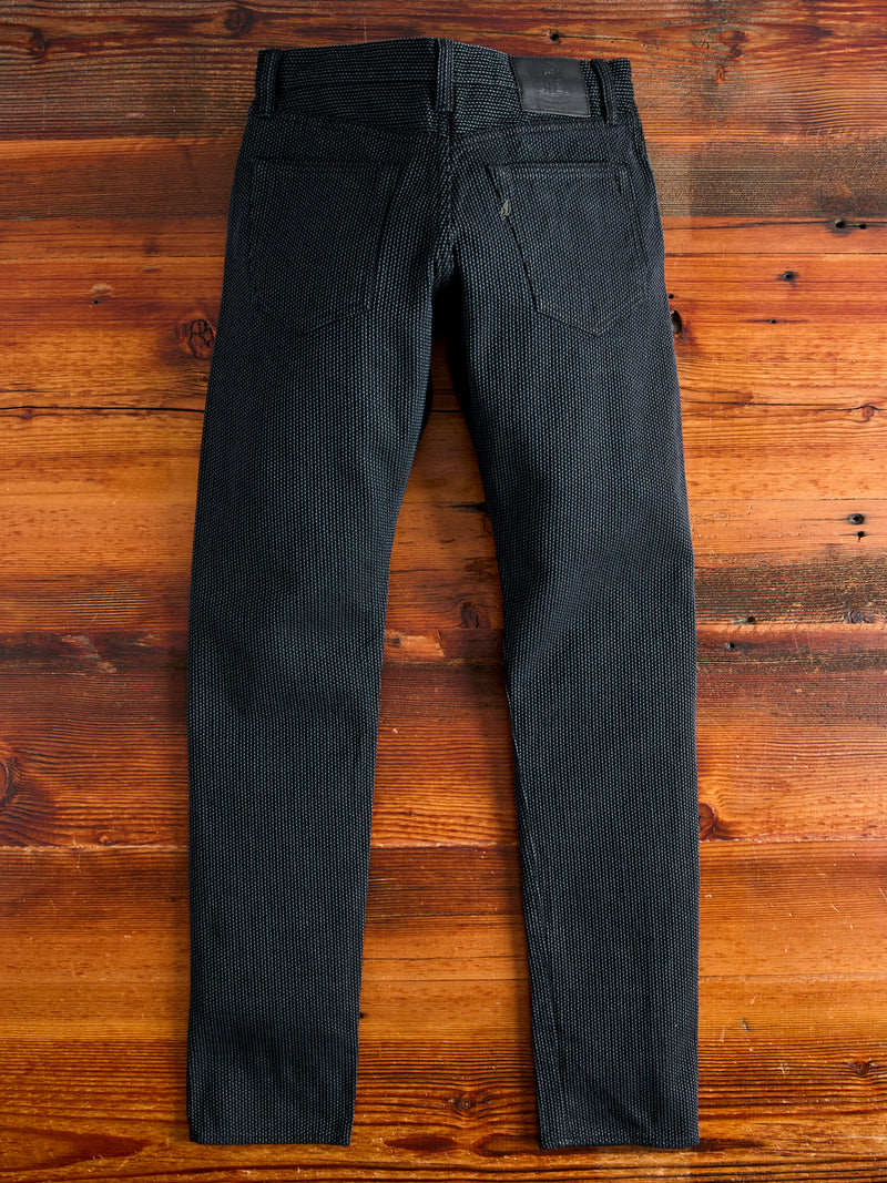 1170-2-BK Grey Black Sashiko Denim - Relaxed Tapered Fit