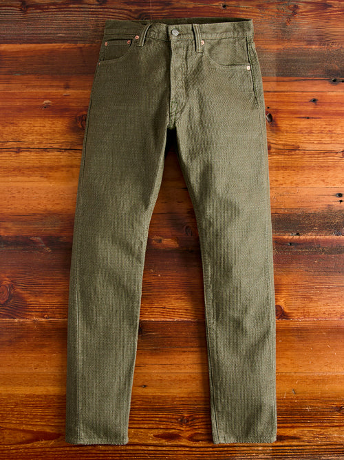 1170-2-OLV Olive Sashiko Denim - Relaxed Tapered Fit