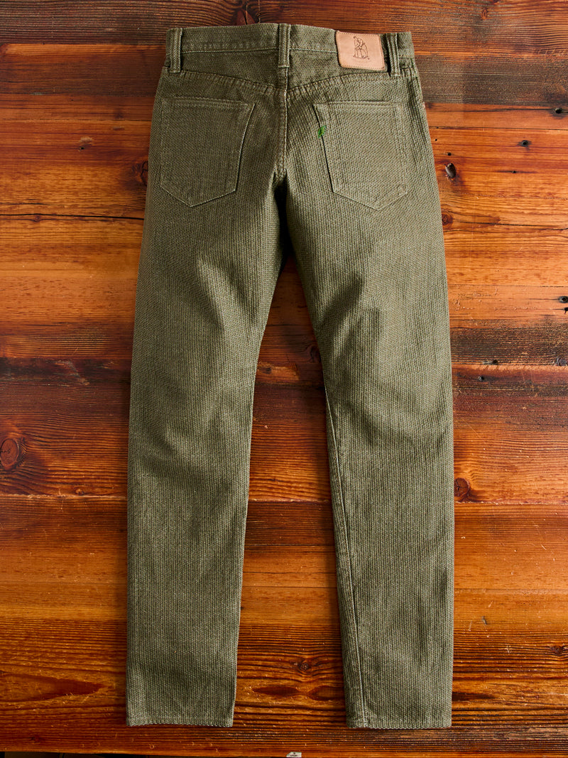 1170-2-OLV Olive Sashiko Denim - Relaxed Tapered Fit