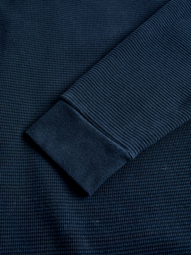 Cotton Longsleeve Thermal Knit in Dark Navy