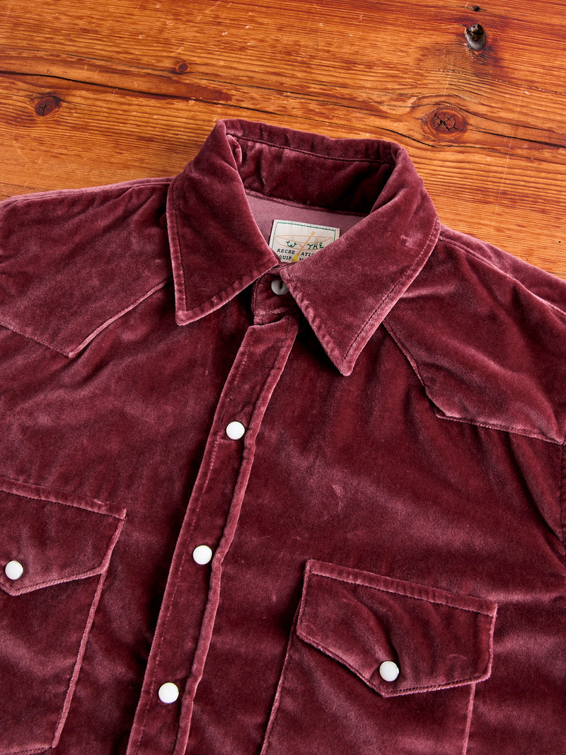 Velvet Western Pearl Snap Shirt in Plum