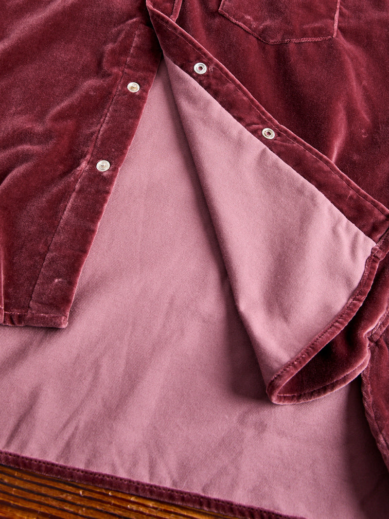 Velvet Western Pearl Snap Shirt in Plum