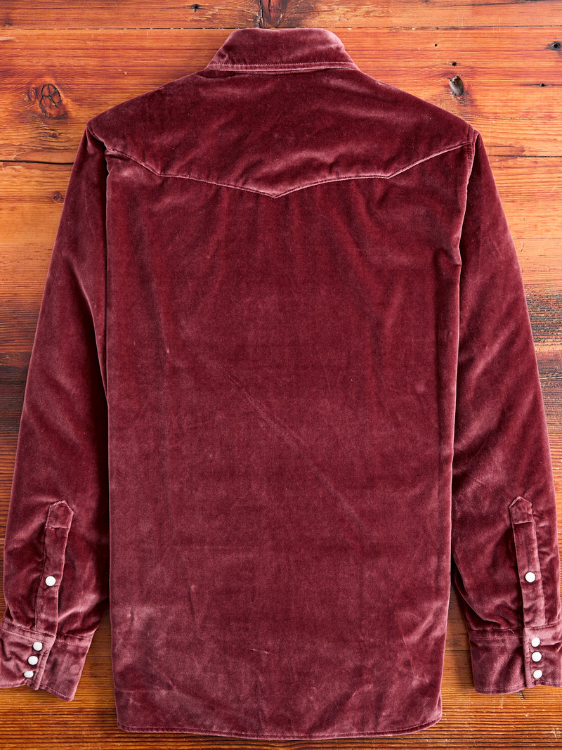 Velvet Western Pearl Snap Shirt in Plum