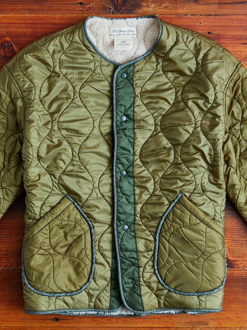 Quilted Boa Liner Jacket in Khaki