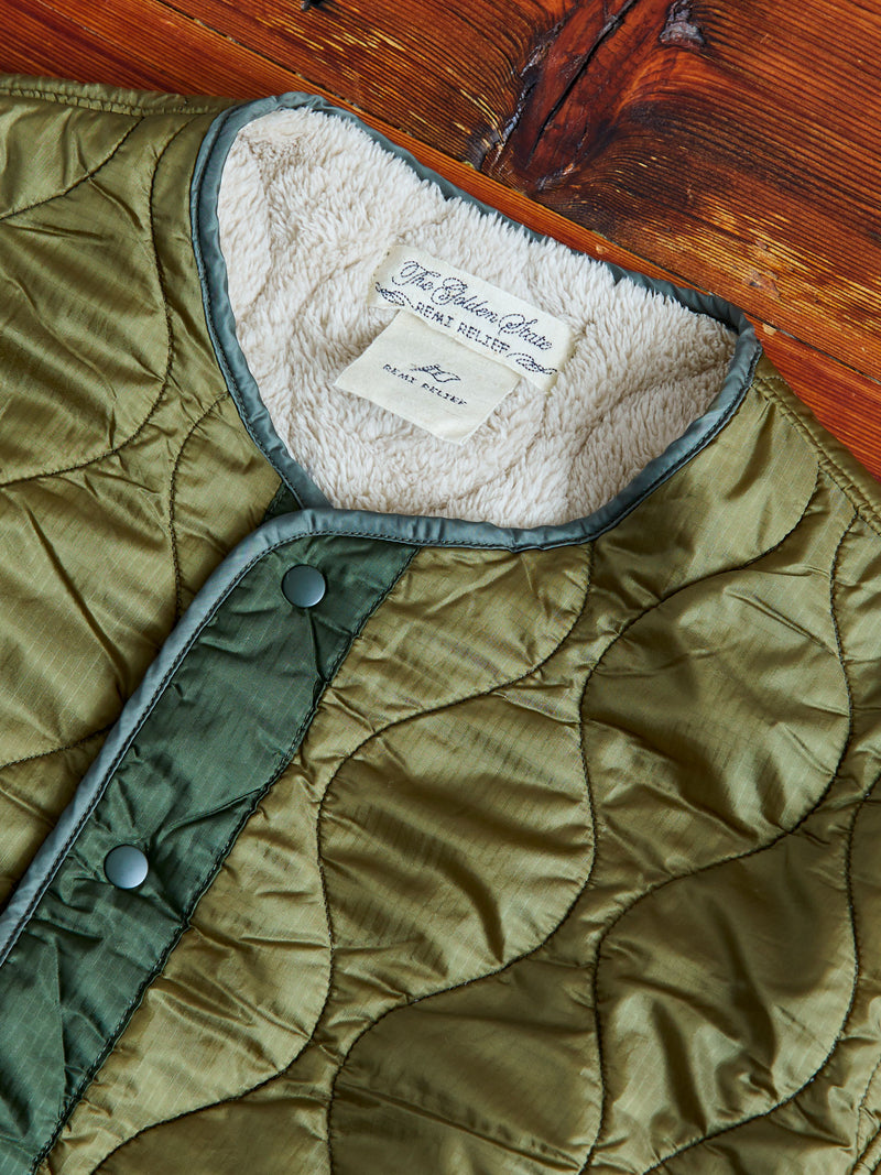 Quilted Boa Liner Jacket in Khaki