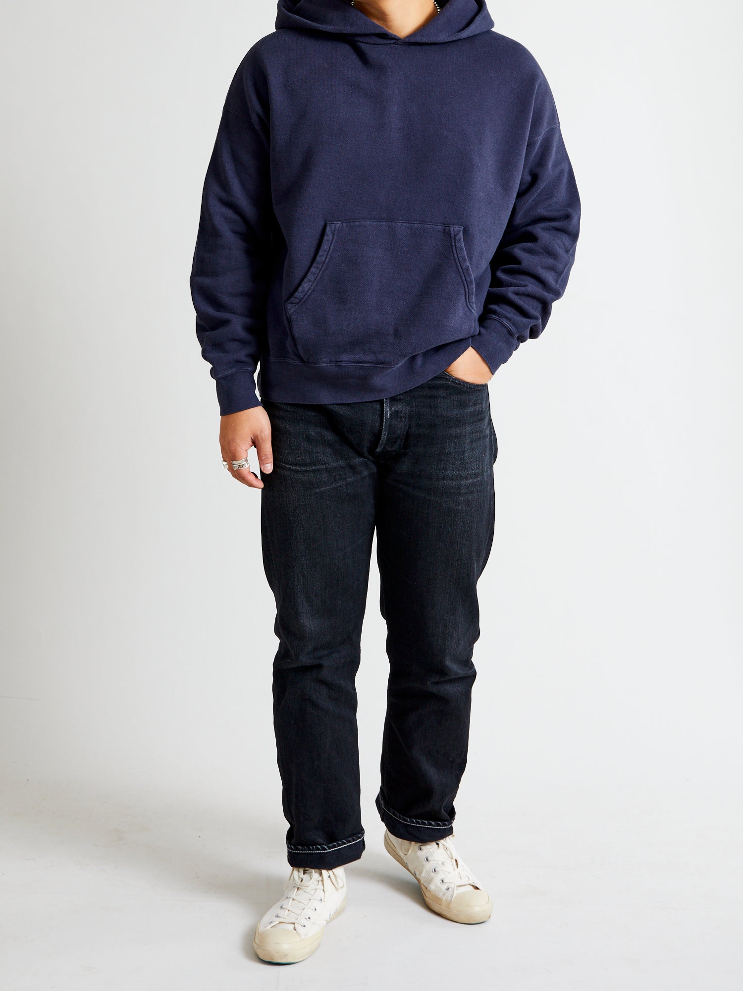 Amplus SB Pullover Hoodie (Uneven Dye) in Navy – Blue Owl Workshop