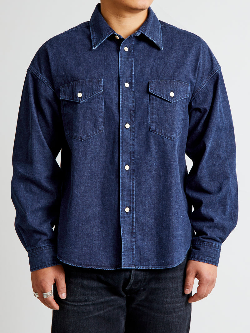 SS Pioneer Shirt One Wash in DMGD Indigo