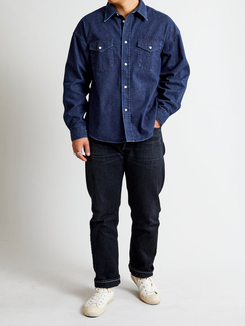 SS Pioneer Shirt One Wash in DMGD Indigo