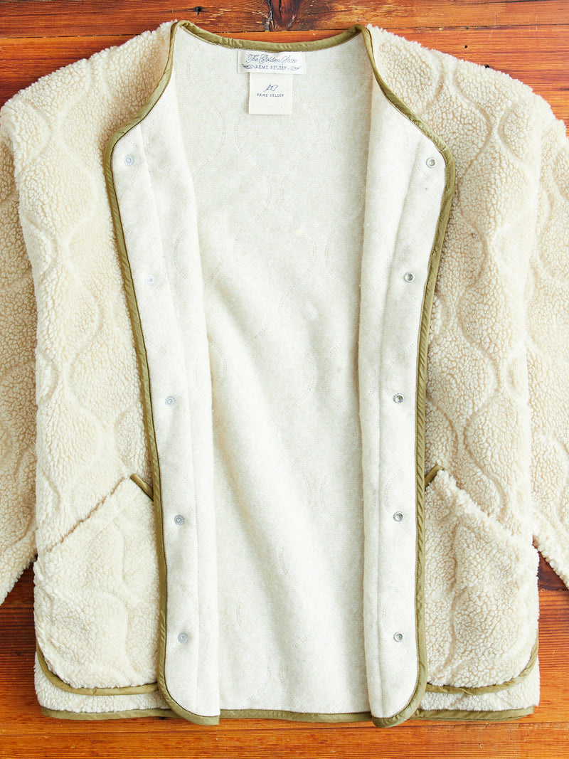 Nylon Rip Boa Jacket in Beige