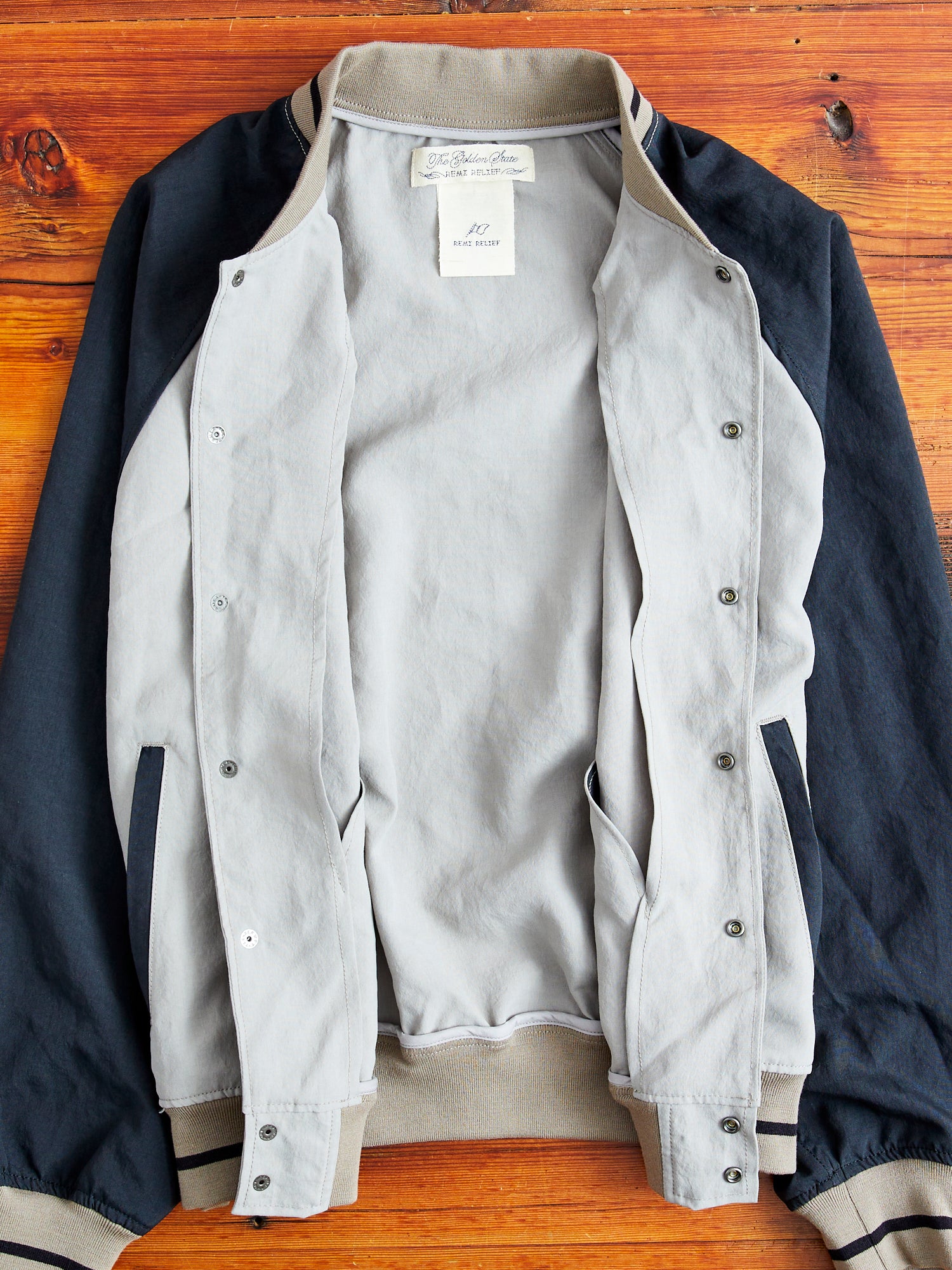 Two-Tone Baseball Jacket in Greige – Blue Owl Workshop