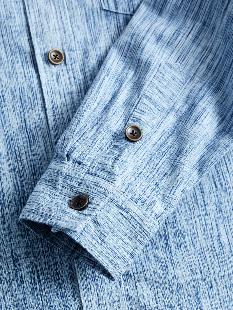 6oz Kasuri Chambray Button-Up Shirt in Indigo