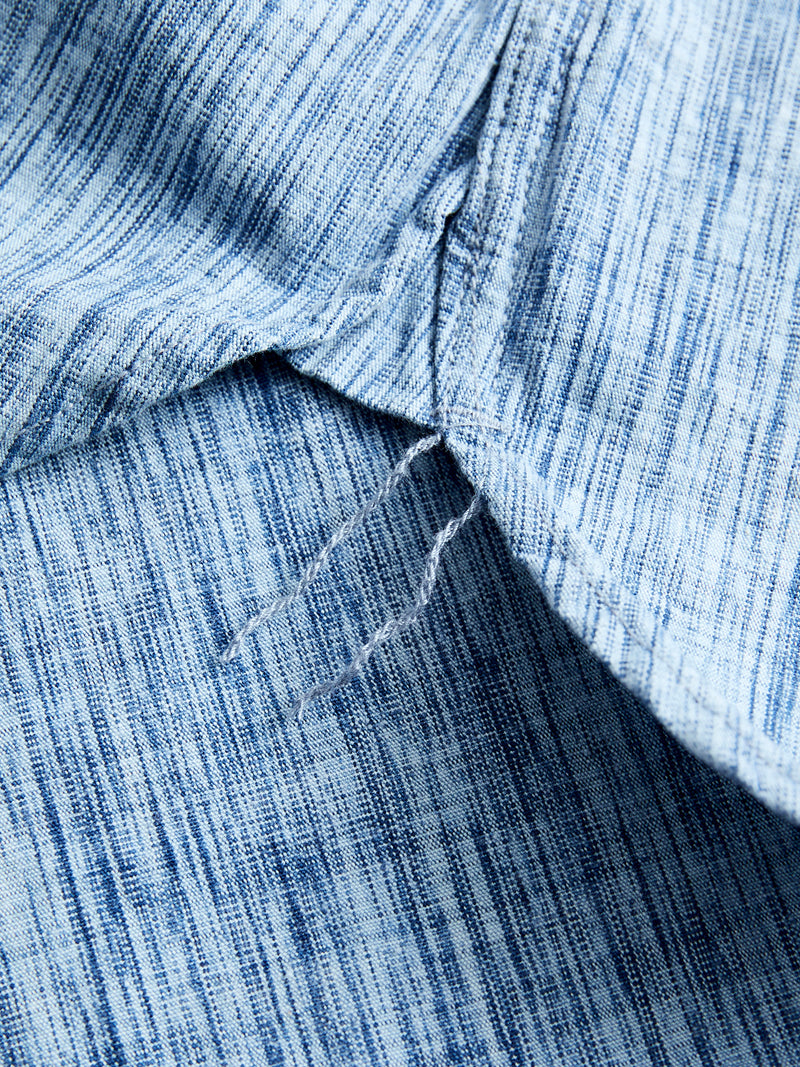 6oz Kasuri Chambray Button-Up Shirt in Indigo