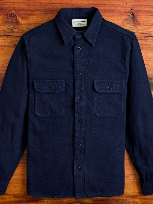 SAK24-01W Aimadara Work Shirt in Natural Indigo