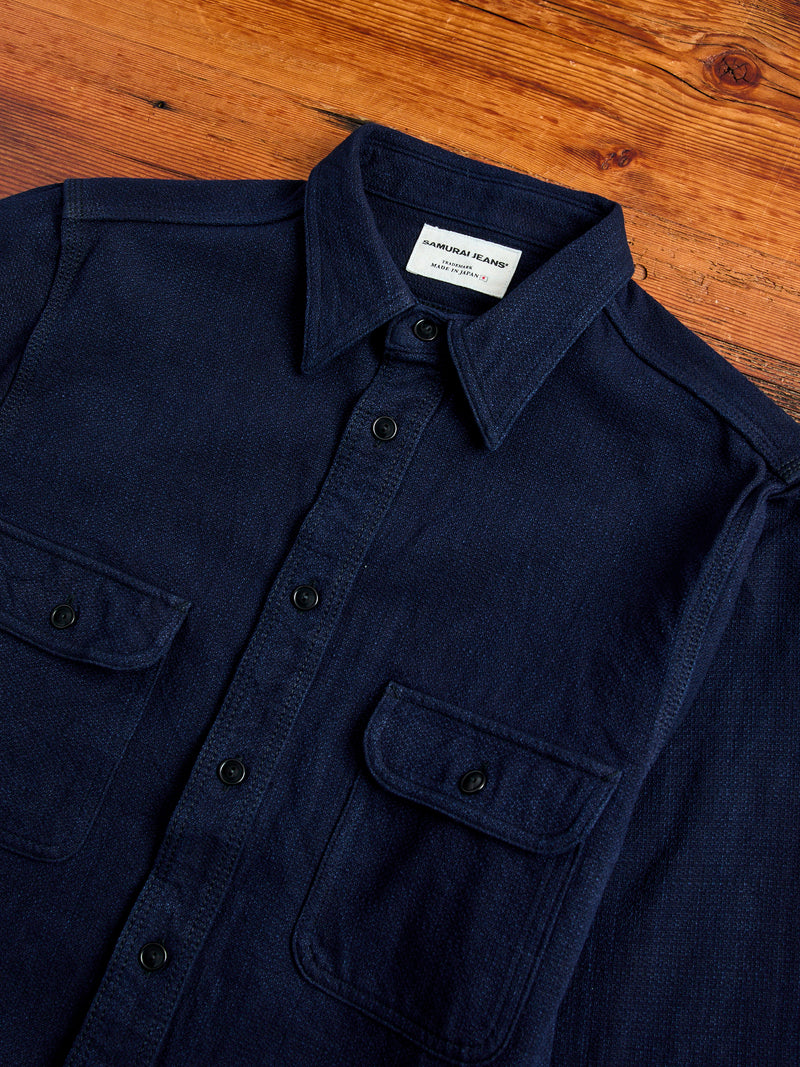 SAK24-01W Aimadara Work Shirt in Natural Indigo