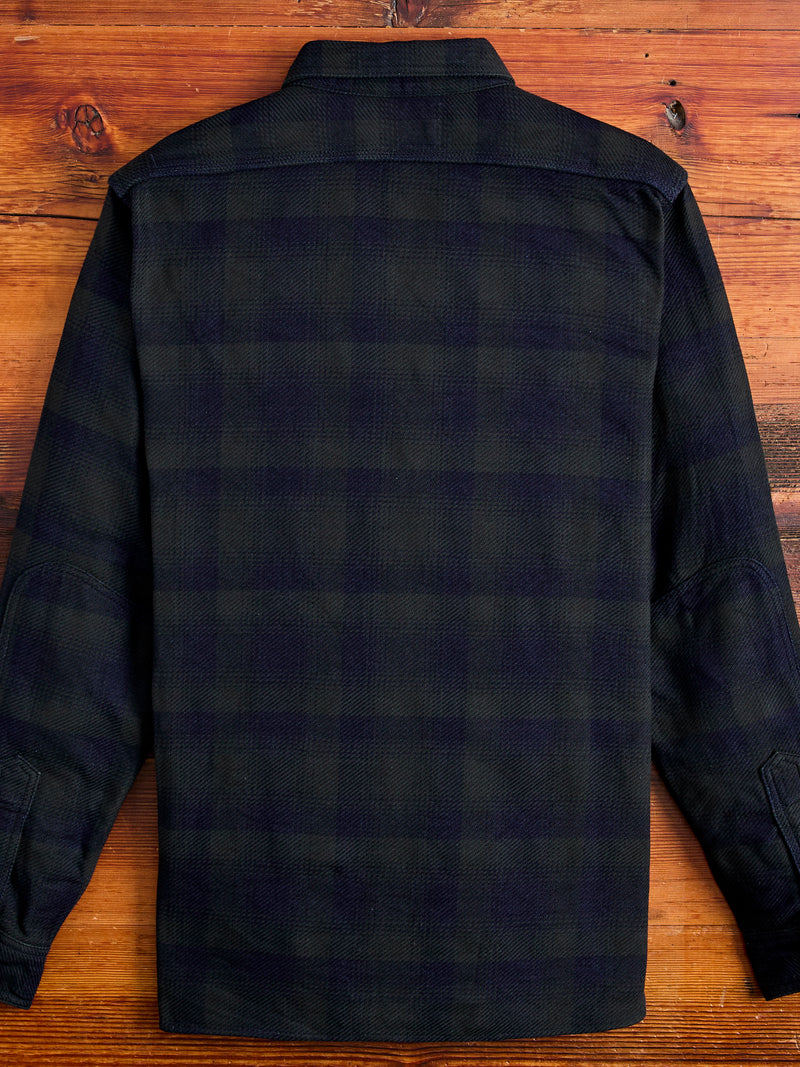 SIN24-03W Indigo Rope Dyed Flannel Shirt in Black