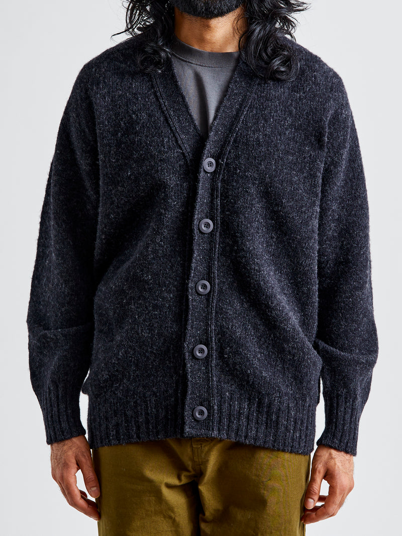 "Shaggy Bear" Wool Cardigan in Charcoal