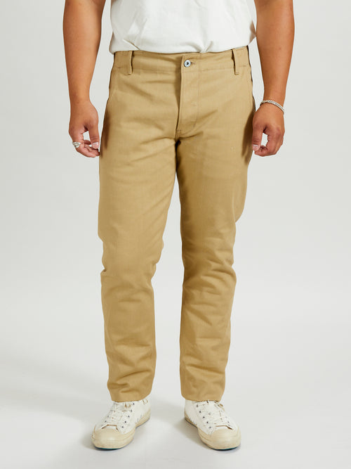 "Infantry Pant" in Khaki Selvedge Twill