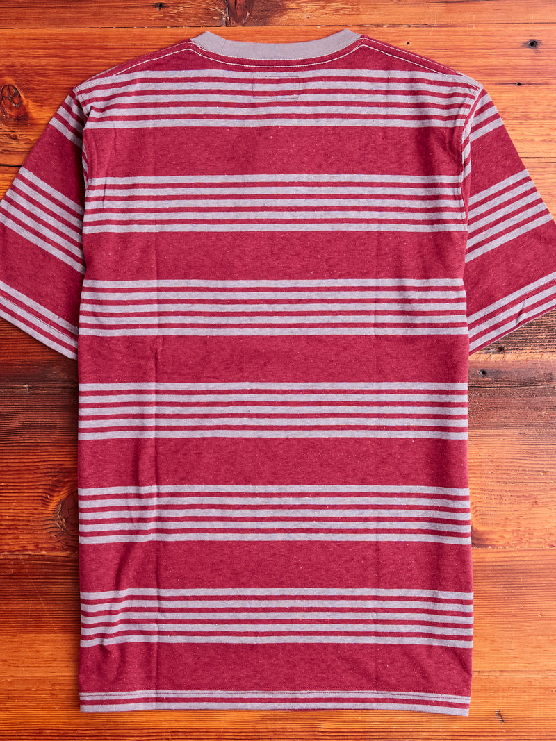 Nep Stripe Pocket T-Shirt in Burgundy