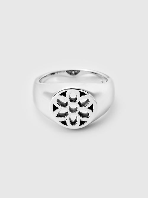 Rosette Signet Ring in Sterling Sliver