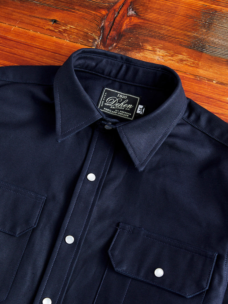 Drover Overshirt in Navy Sateen