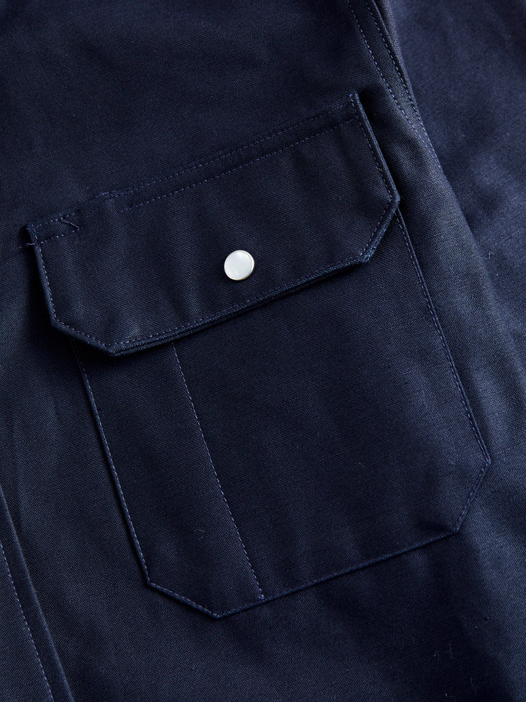 Drover Overshirt in Navy Sateen – Blue Owl Workshop