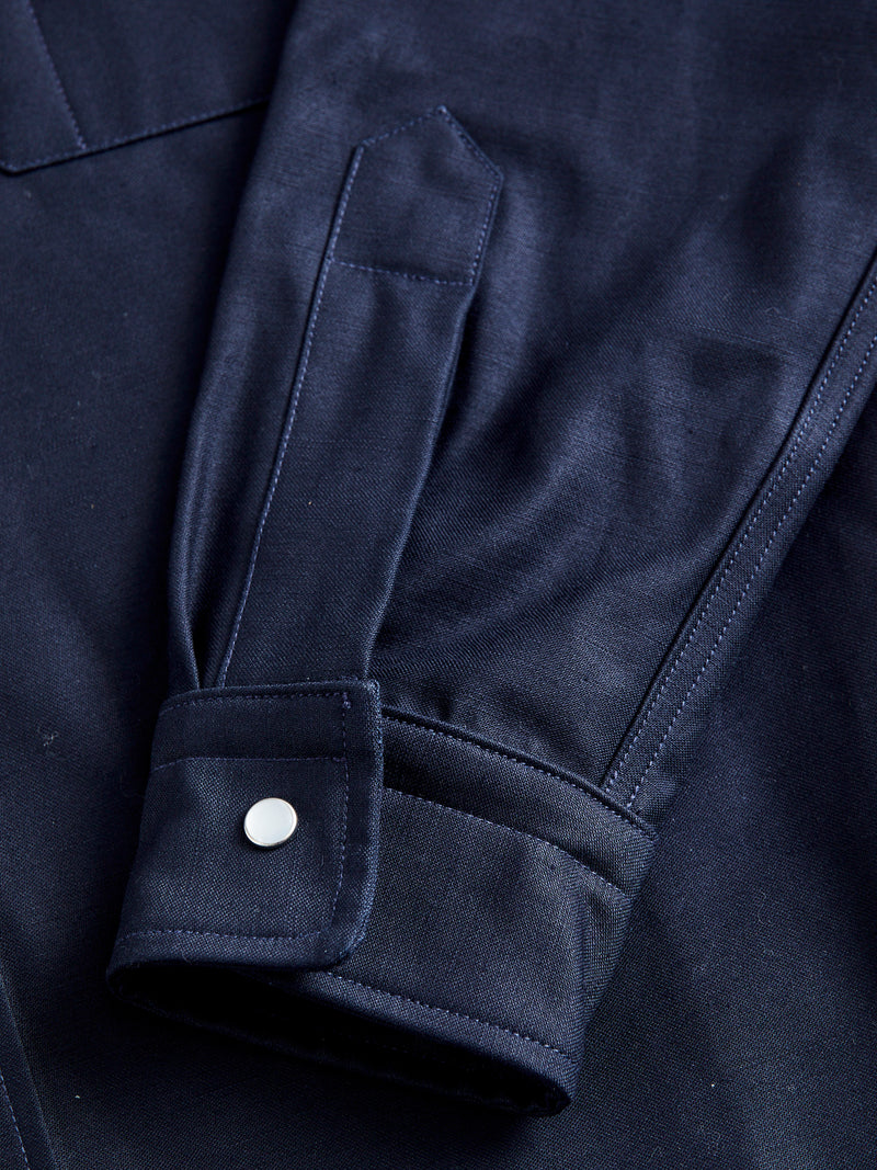 Drover Overshirt in Navy Sateen