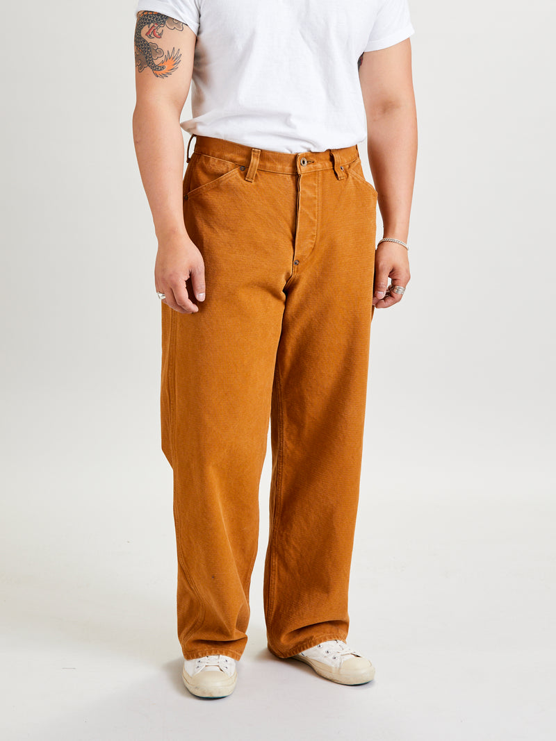 Heavy Canvas Cinch Back Work Pants in Brown