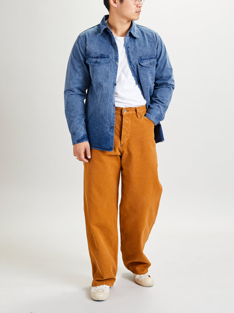 Heavy Canvas Cinch Back Work Pants in Brown