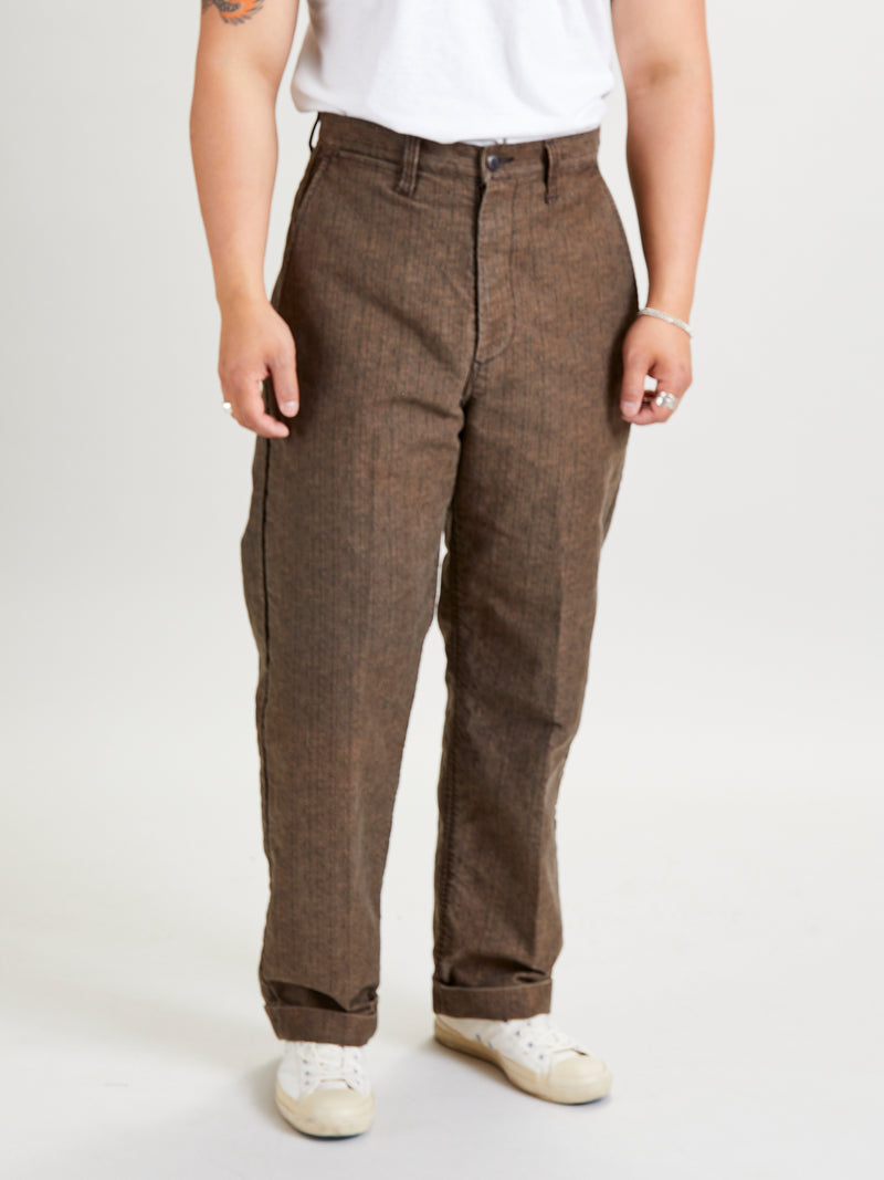 Farmer Moleskin Herringbone Trouser in Charcoal