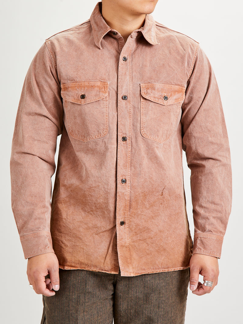 Old Japanese Twill Work Shirt in Pigment-Dyed Brick