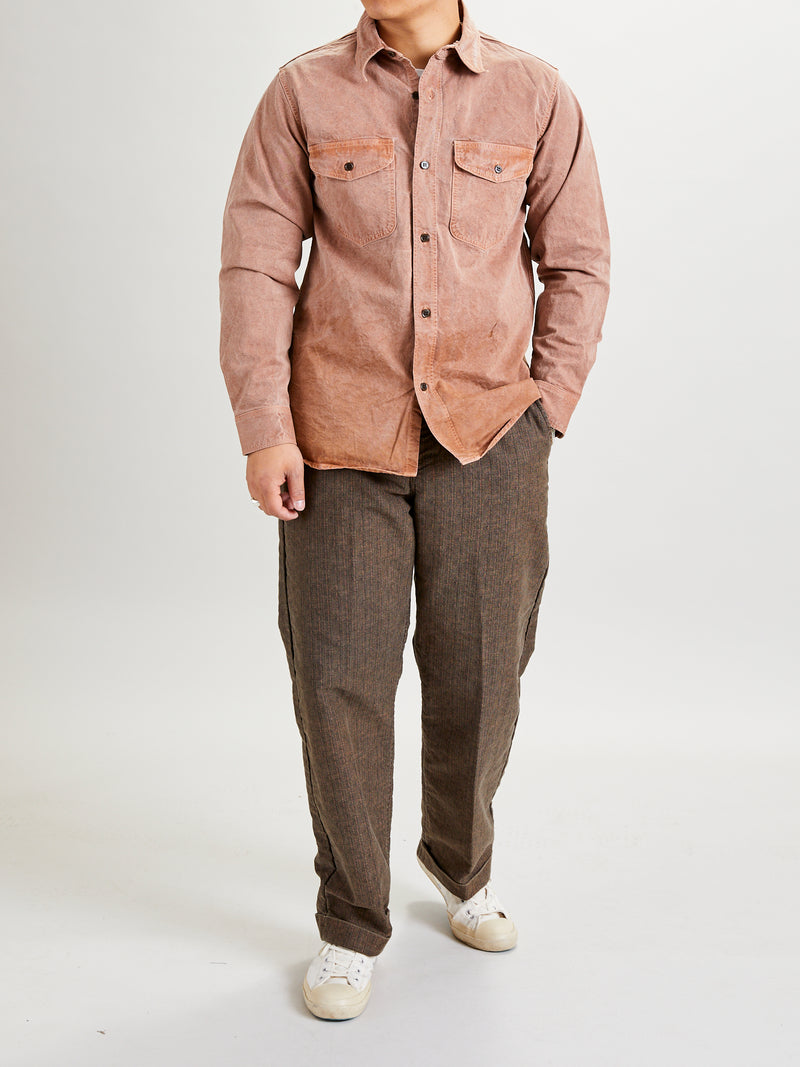 Old Japanese Twill Work Shirt in Pigment-Dyed Brick