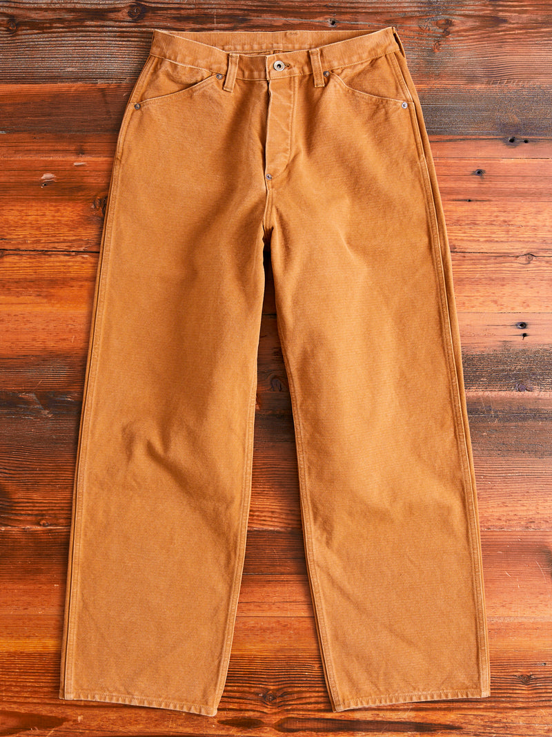 Heavy Canvas Cinch Back Work Pants in Brown