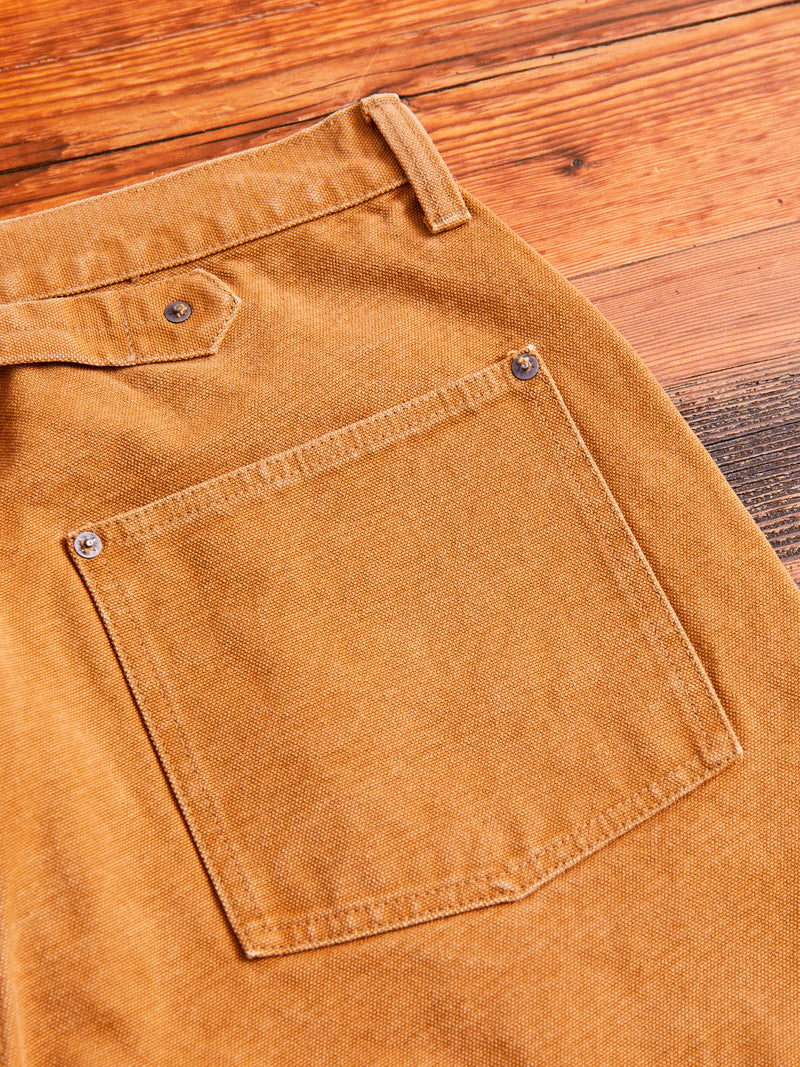 Heavy Canvas Cinch Back Work Pants in Brown