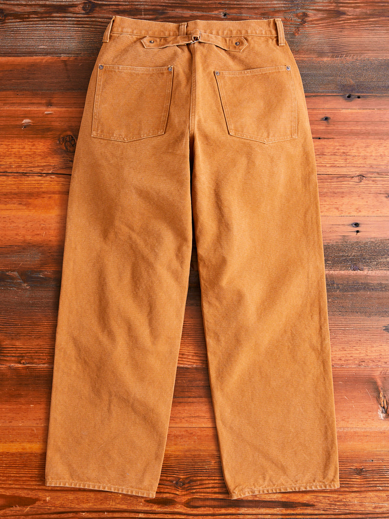 Heavy Canvas Cinch Back Work Pants in Brown