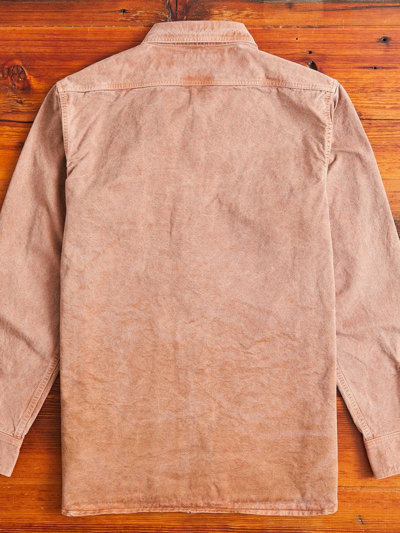 Old Japanese Twill Work Shirt in Pigment-Dyed Brick