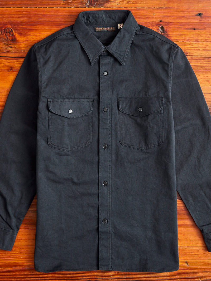 Old Japanese Twill Work Shirt in Ink Black