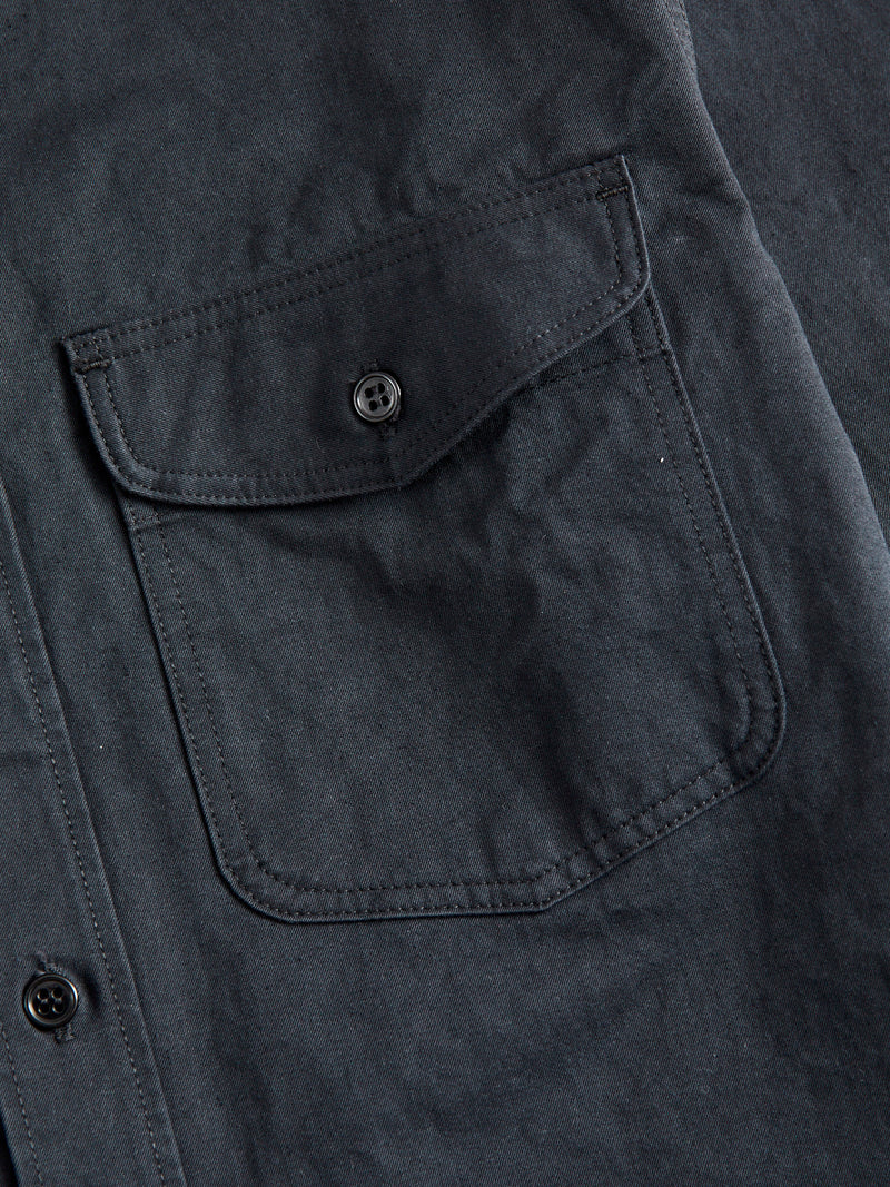 Old Japanese Twill Work Shirt in Ink Black