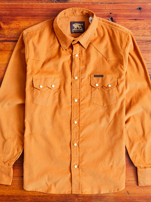 Corduroy Dollard Western Shirt in Beige