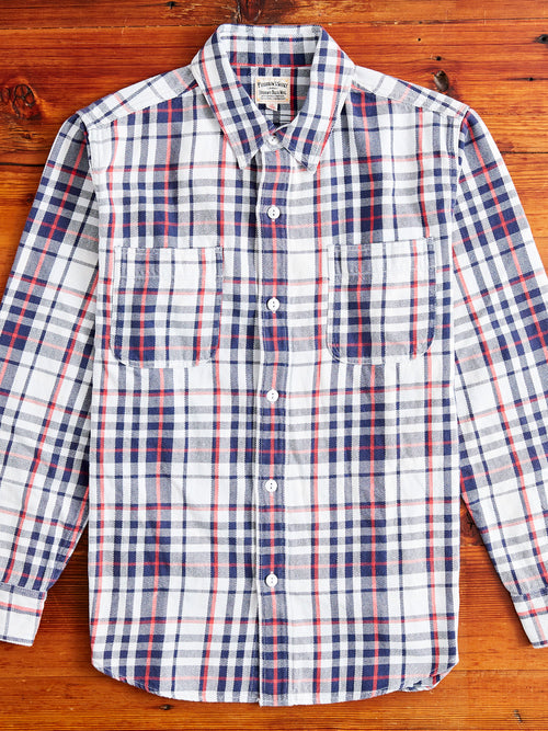 730WS Heavy Washed Flannel Shirt in White Check