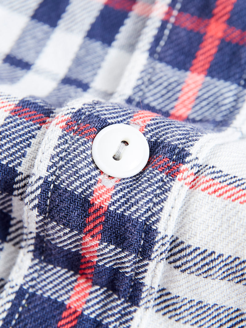 730WS Heavy Washed Flannel Shirt in White Check